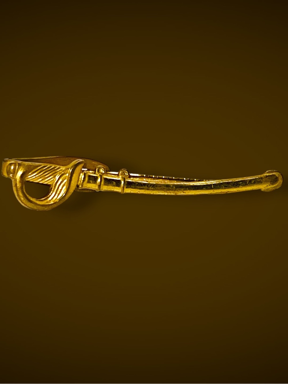 Vtg Hickok Solid Brass Saber Sword Tie Clip Mid Century Novelty Estate